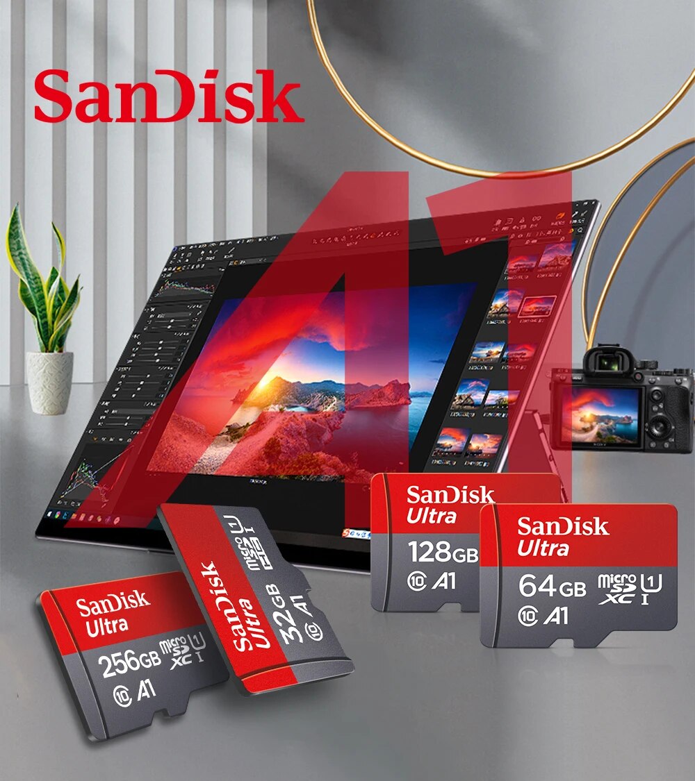 SanDisk Ultra microSDXC Card + SD Adapter up to 140 MB/s with A1 App Performance, UHS-I, Class 10, U1