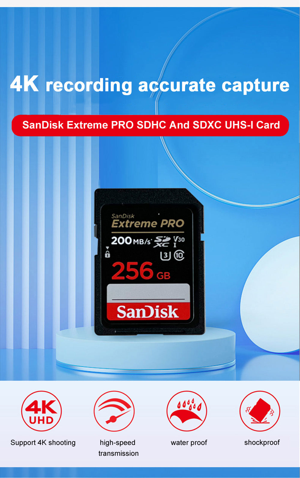 SanDisk Extreme Pro SD Card 32GB 64GB 128GB 256GB 512GB 1TB UHS-I SDXC 4K Camera