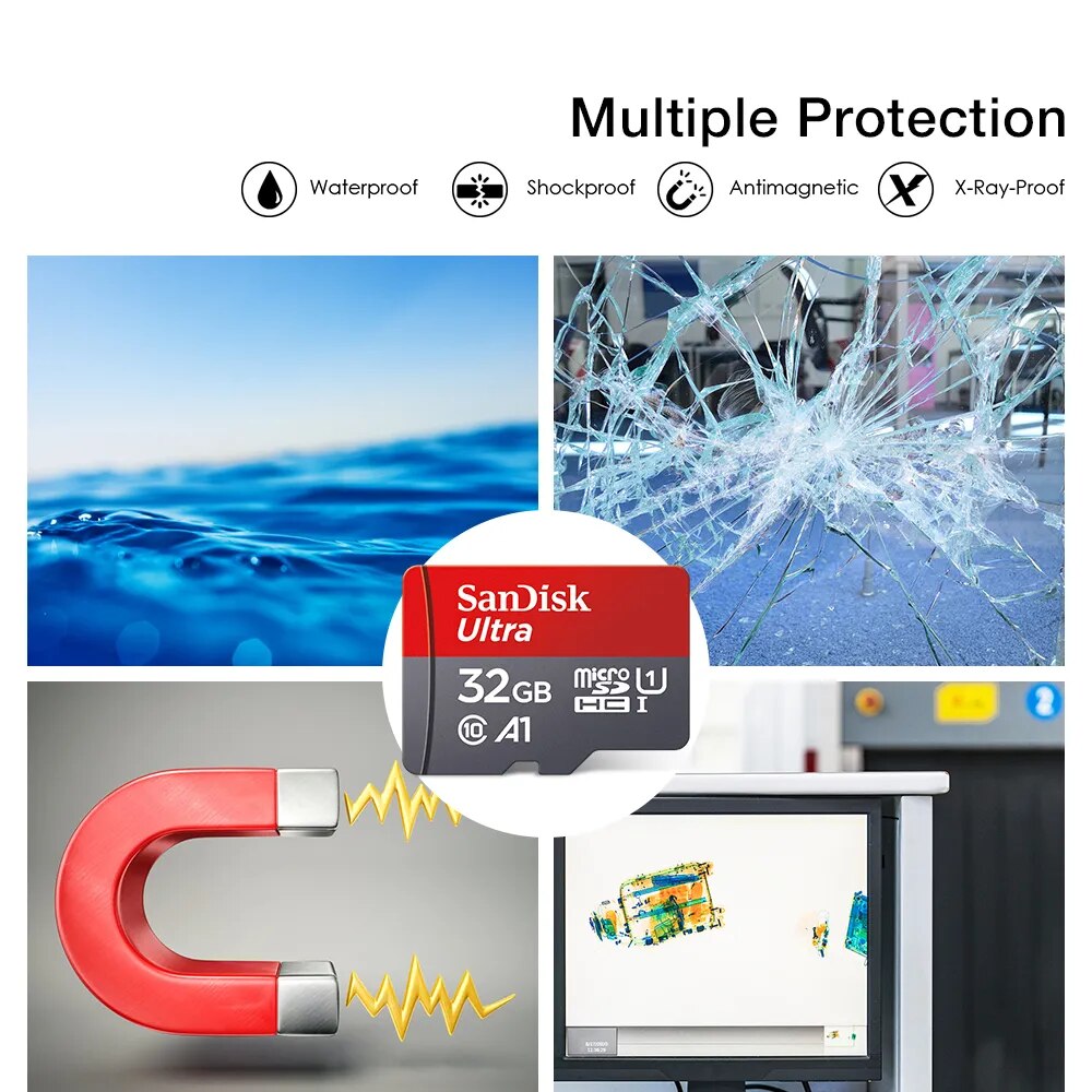 SanDisk Ultra microSDXC Card + SD Adapter up to 140 MB/s with A1 App Performance, UHS-I, Class 10, U1