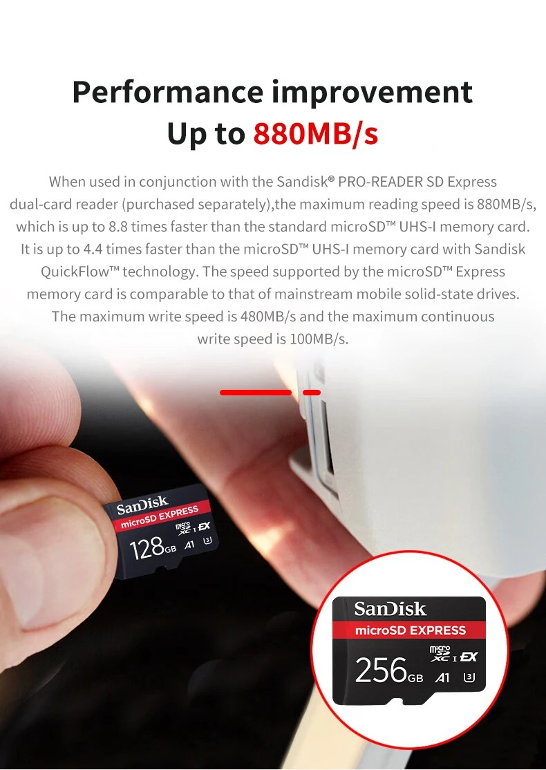 SanDisk microSD Express 256GB 800Mbit Gaming UHS‑I A2 V30 Switch2