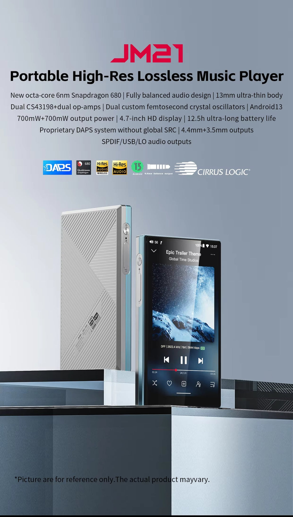 FiiO JM21 (3+32GB) Android 13 Hi-Res Music Player MP3 with Snapdragon 680