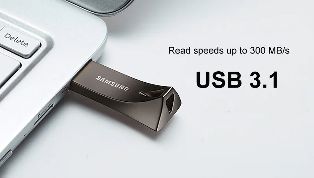 Samsung Bar Plus USB Drive, Metallic Chassis, USB3.1, Transfer Speed up to 300MB
