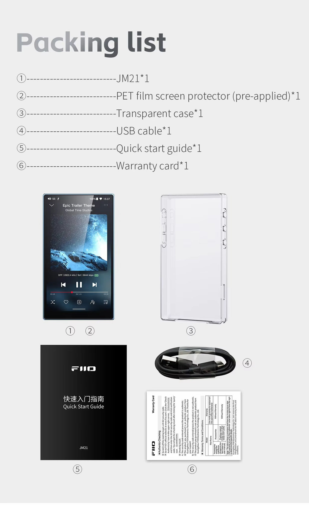 FiiO JM21 (3+32GB) Android 13 Hi-Res Music Player MP3 with Snapdragon 680