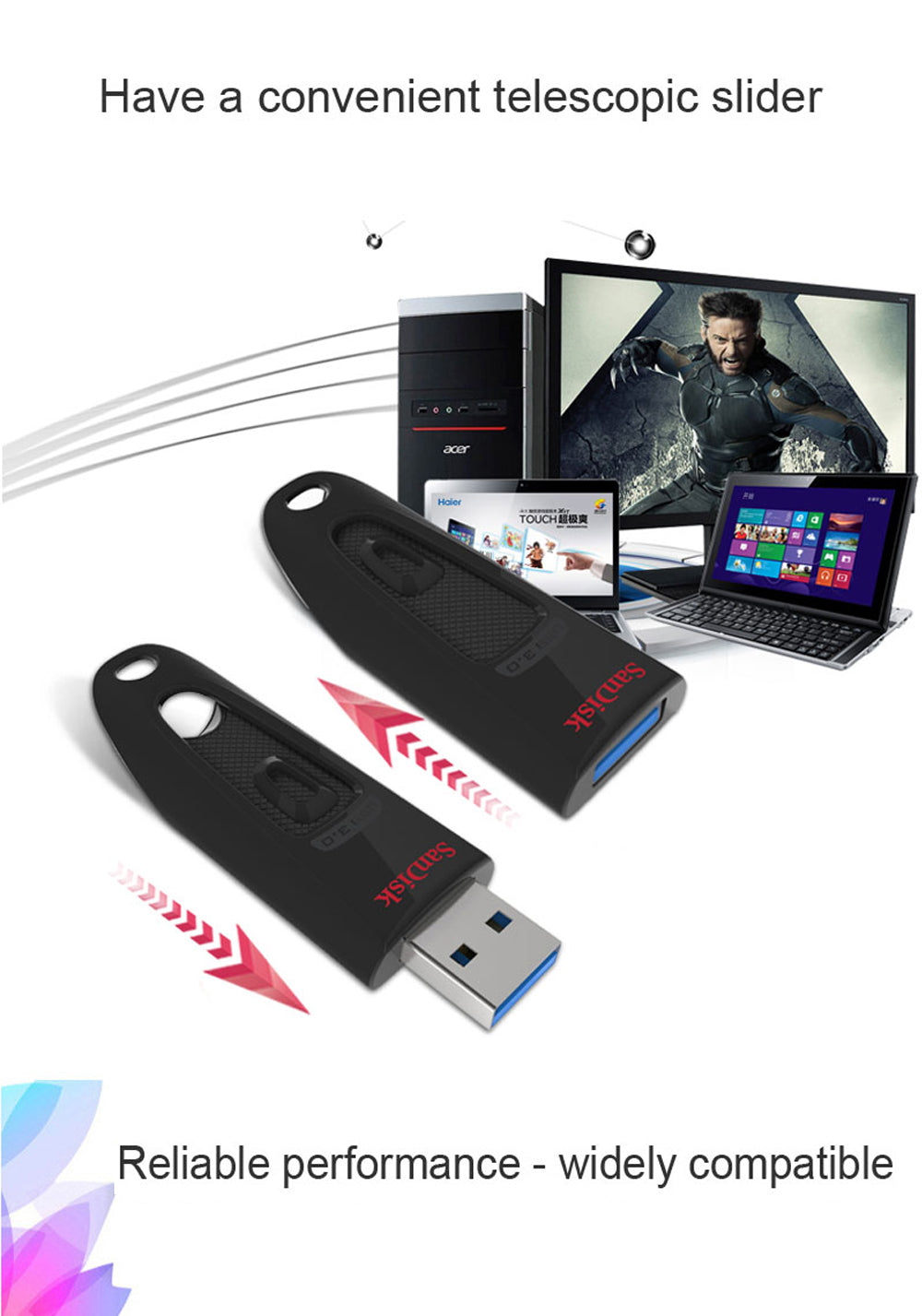 SanDisk Ultra USB 3.0 Flash Drive CZ48 32GB 64GB 128GB 256GB 512GB 1TB