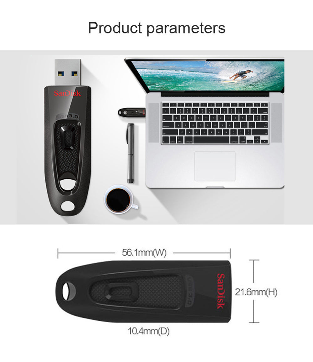 SanDisk Ultra USB 3.0 Flash Drive CZ48 32GB 64GB 128GB 256GB 512GB 1TB