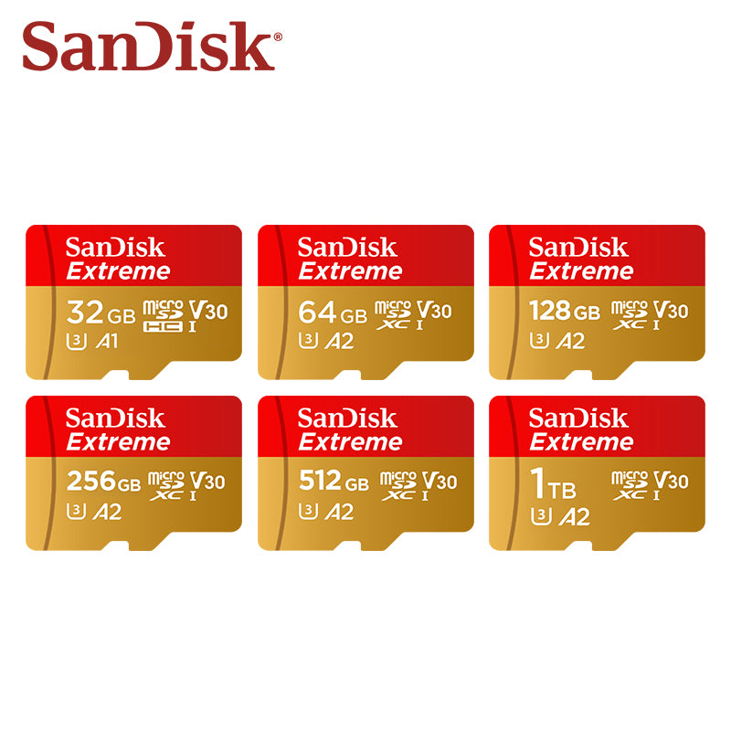 SanDisk Extreme microSD UHS I Card for 4K Video on Smartphones, Sports Cameras and Drones 190MB/s readout, 130MB/s Write
